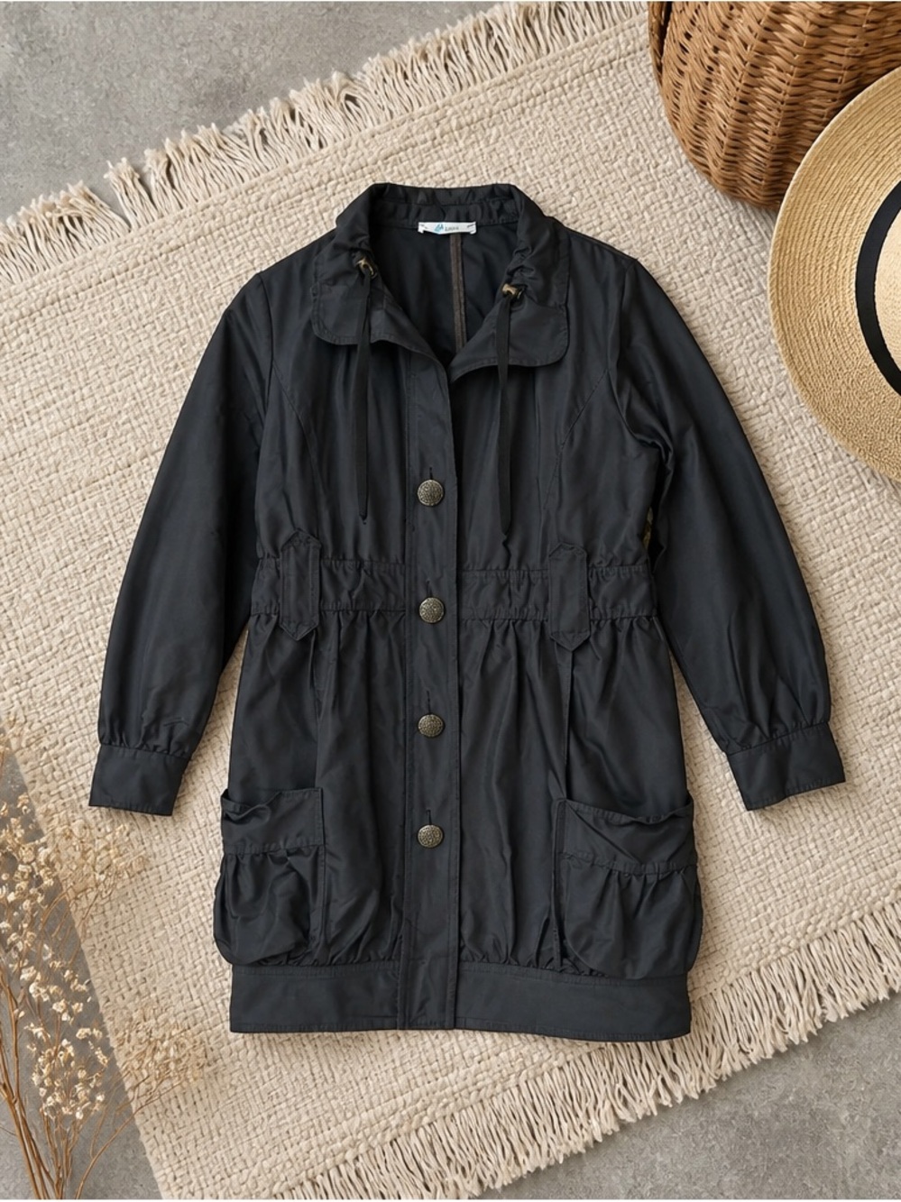 Motel Black Utility Drawstring Waist Jacket